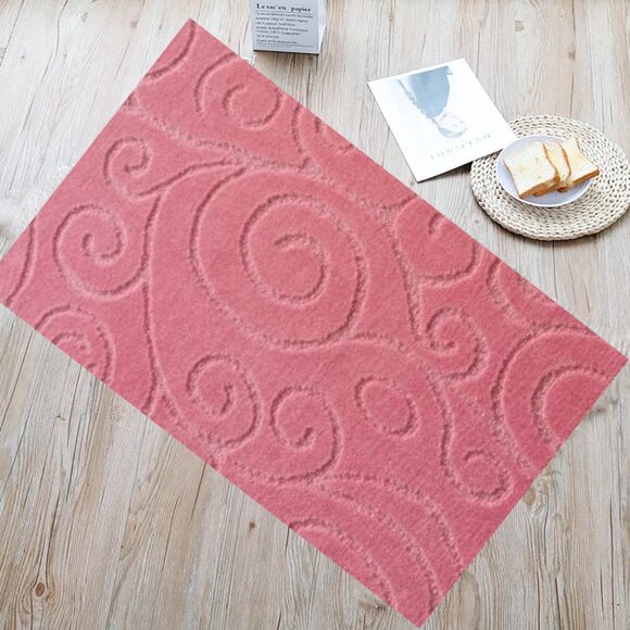 Scroll 18X30'' Accent Rug Non-Slip Rose - Picture 1 of 5